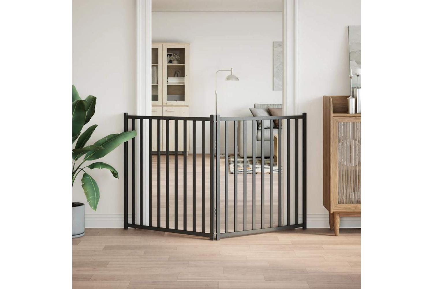 Vidaxl Dog Gate Foldable 2 Panels Black 160 Cm Solid Wood Fir-3