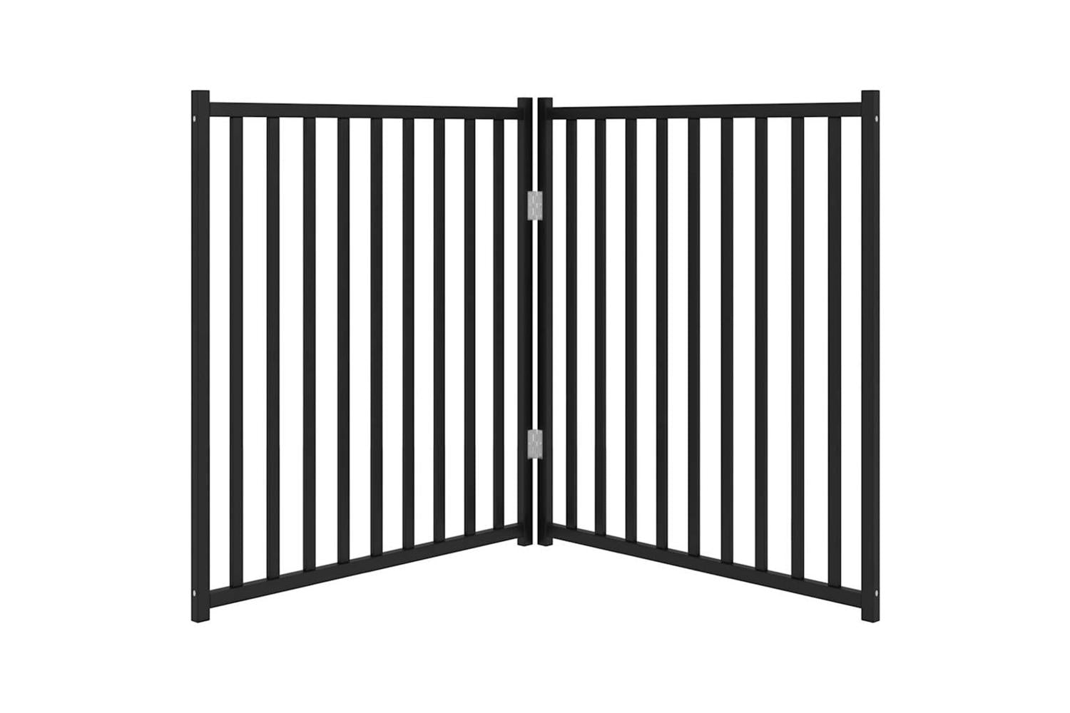 Vidaxl Dog Gate Foldable 2 Panels Black 160 Cm Solid Wood Fir-4