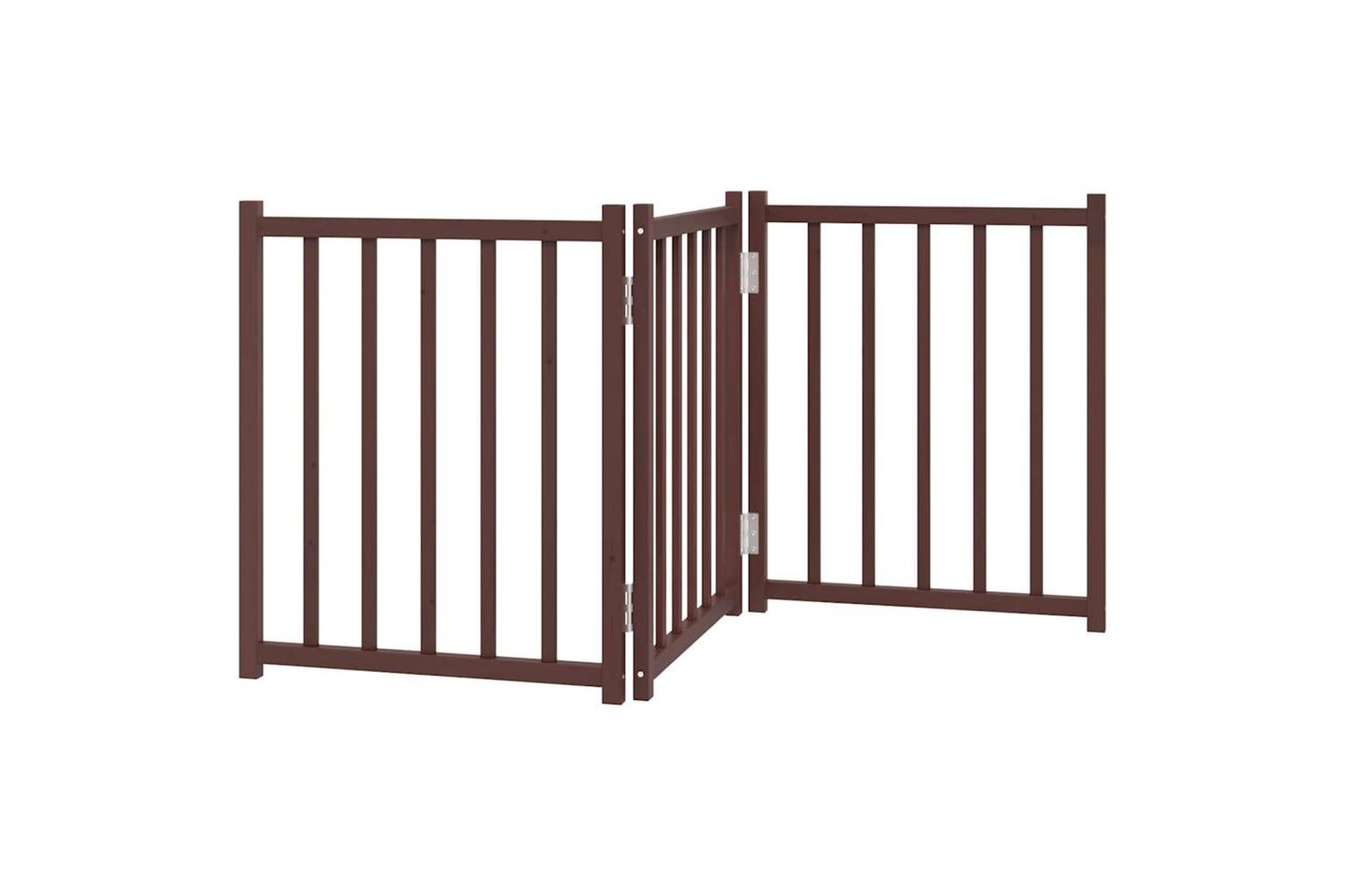 Vidaxl Dog Gate Foldable 3 Panels Brown Oak 150 Cm Solid Wood Fir-2