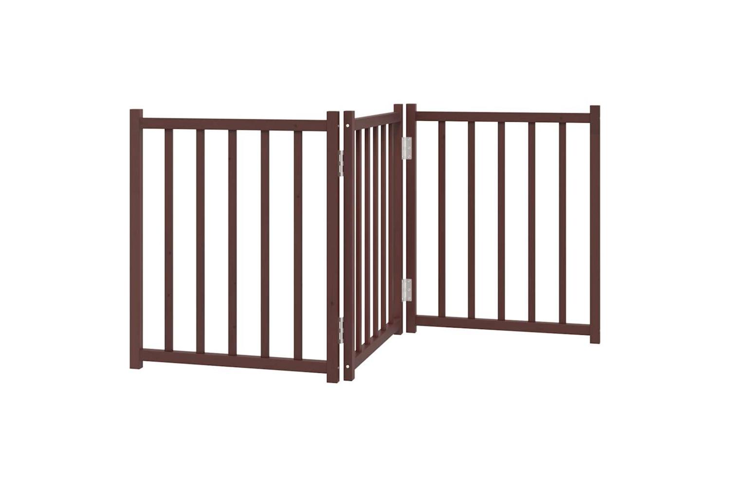 Vidaxl Dog Gate Foldable 3 Panels Brown Oak 150 Cm Solid Wood Fir-6