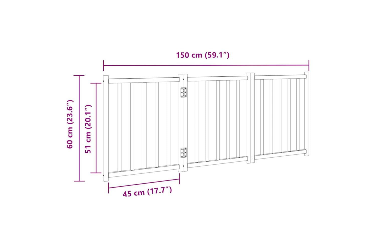 Vidaxl Dog Gate Foldable 3 Panels Brown Oak 150 Cm Solid Wood Fir-9