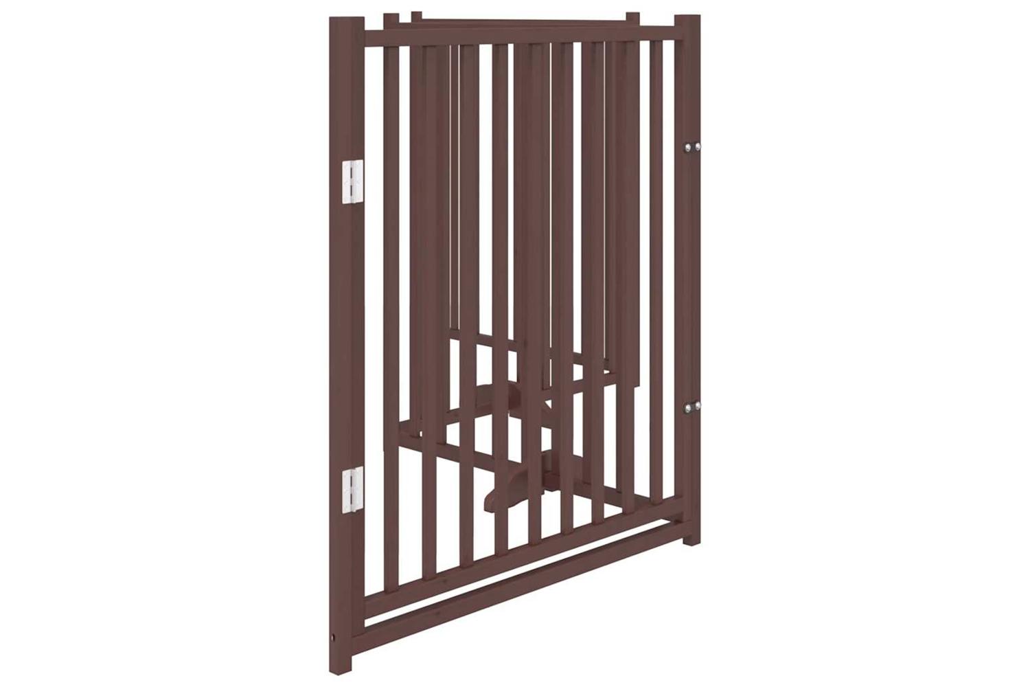 Vidaxl Dog Gate With Door Foldable 4 Panels Brown Oak 320 Cm Solid Wood Fir-5