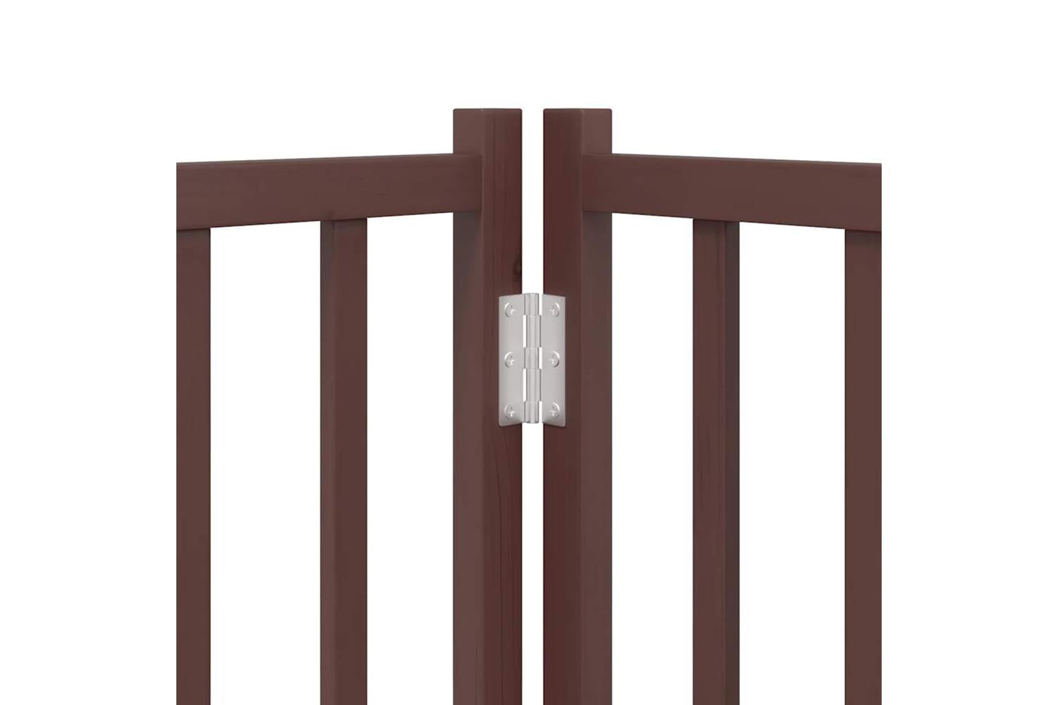 Vidaxl Dog Gate With Door Foldable 4 Panels Brown Oak 320 Cm Solid Wood Fir-10