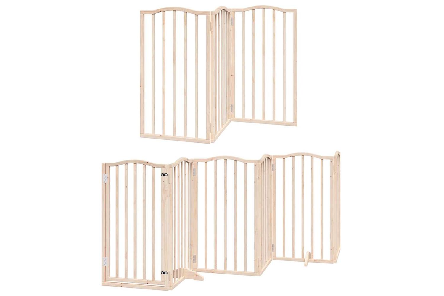Vidaxl Dog Gate With Door Foldable 12 Panels 600 Cm Poplar Wood-3