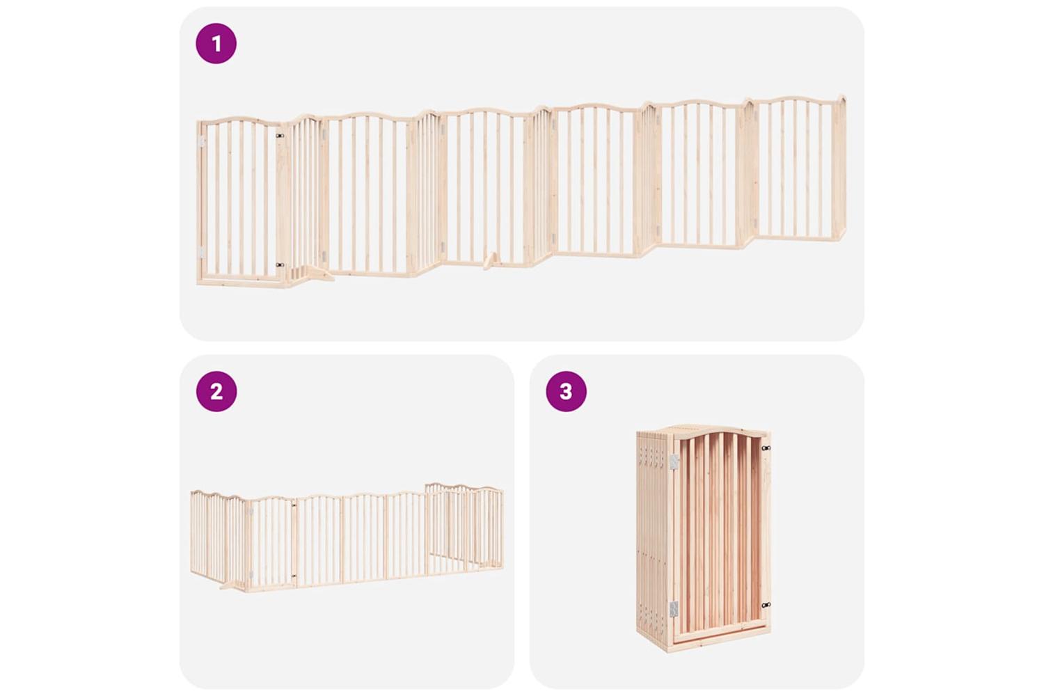 Vidaxl Dog Gate With Door Foldable 12 Panels 600 Cm Poplar Wood-6