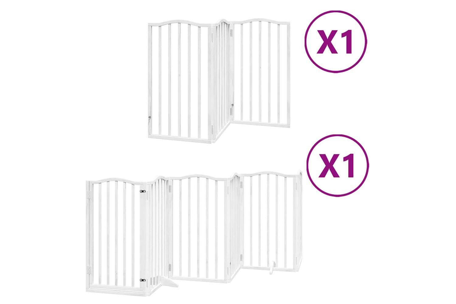 Vidaxl Dog Gate With Door Foldable 9 Panels White 450 Cm Poplar Wood
