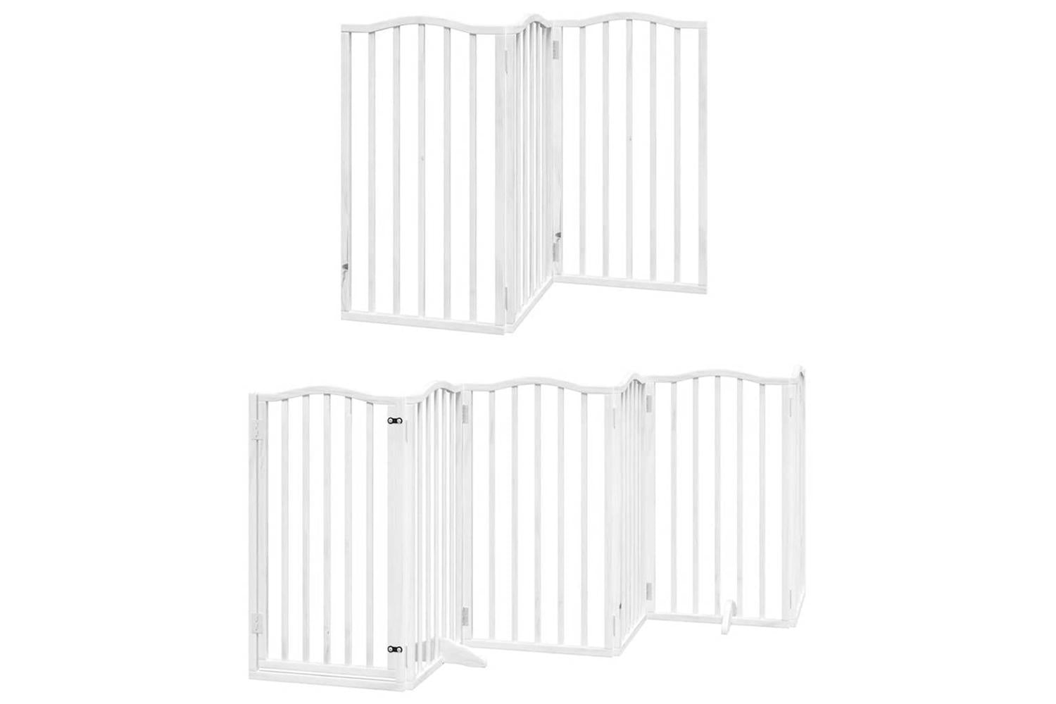 Vidaxl Dog Gate With Door Foldable 9 Panels White 450 Cm Poplar Wood-3