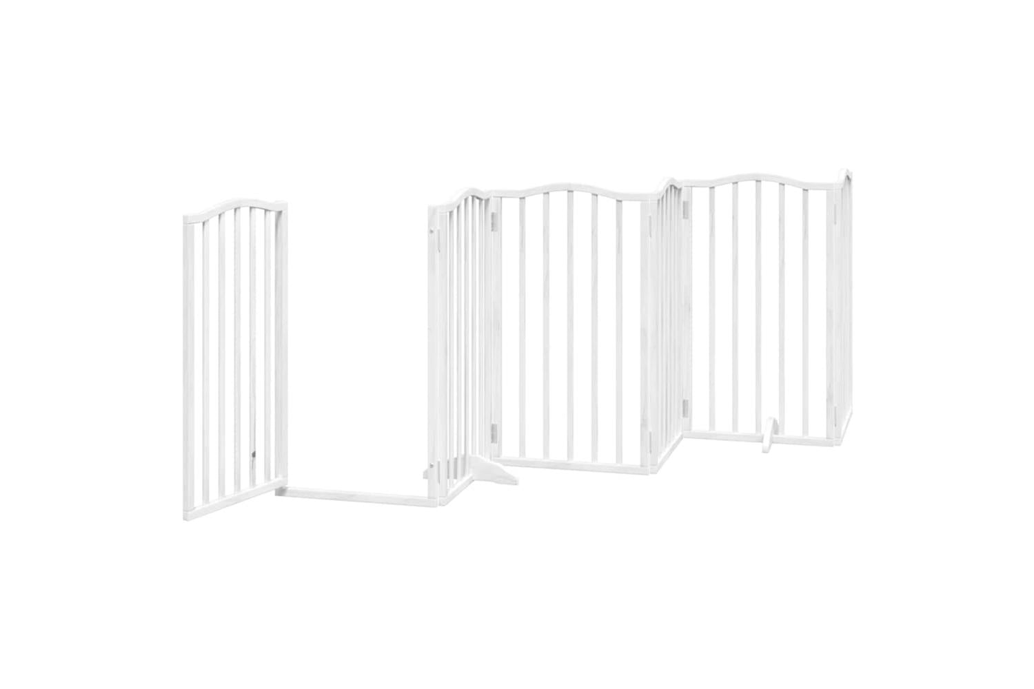 Vidaxl Dog Gate With Door Foldable 9 Panels White 450 Cm Poplar Wood-5