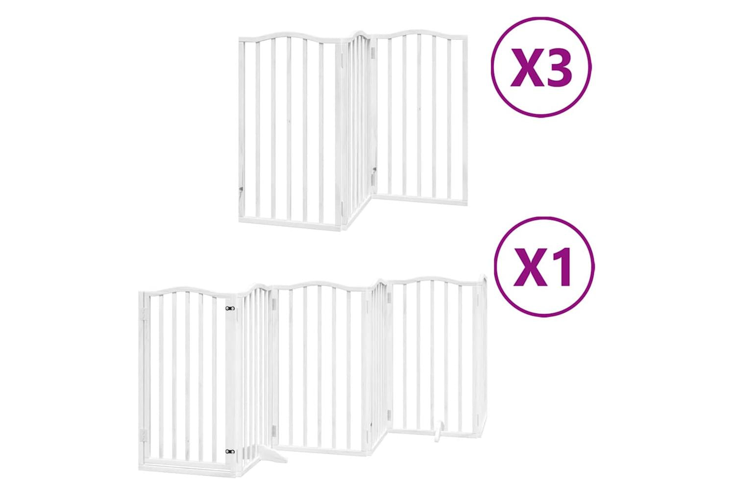 Vidaxl Dog Gate With Door Foldable 15 Panels White 750 Cm Poplar Wood-2