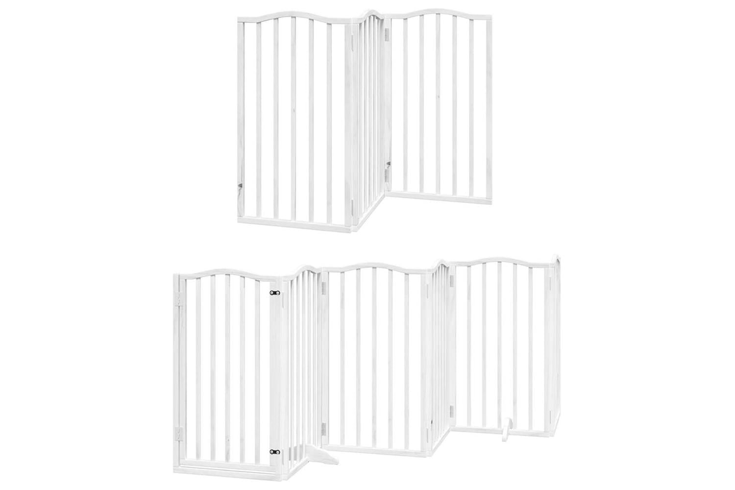 Vidaxl Dog Gate With Door Foldable 15 Panels White 750 Cm Poplar Wood-3