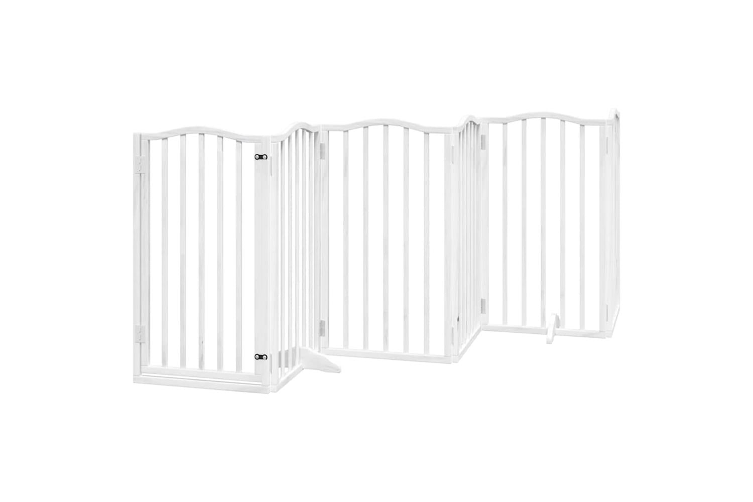 Vidaxl Dog Gate With Door Foldable 15 Panels White 750 Cm Poplar Wood-4