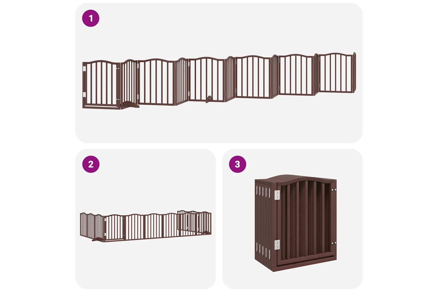 Vidaxl Dog Gate With Door Foldable 12 Panels Brown 600 Cm Poplar Wood-6