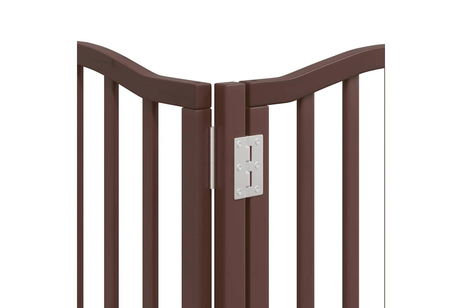 Vidaxl Dog Gate With Door Foldable 12 Panels Brown 600 Cm Poplar Wood-10