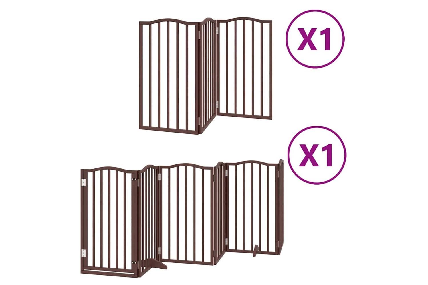 Vidaxl Dog Gate With Door Foldable 9 Panels Brown 450 Cm Poplar Wood