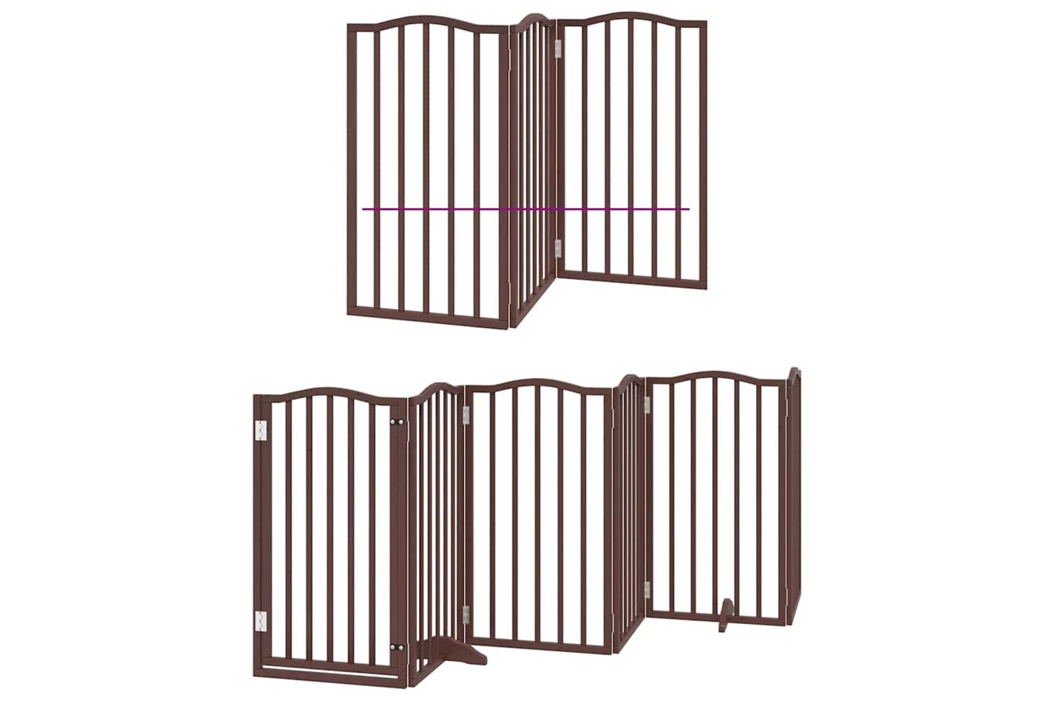 Vidaxl Dog Gate With Door Foldable 9 Panels Brown 450 Cm Poplar Wood-3