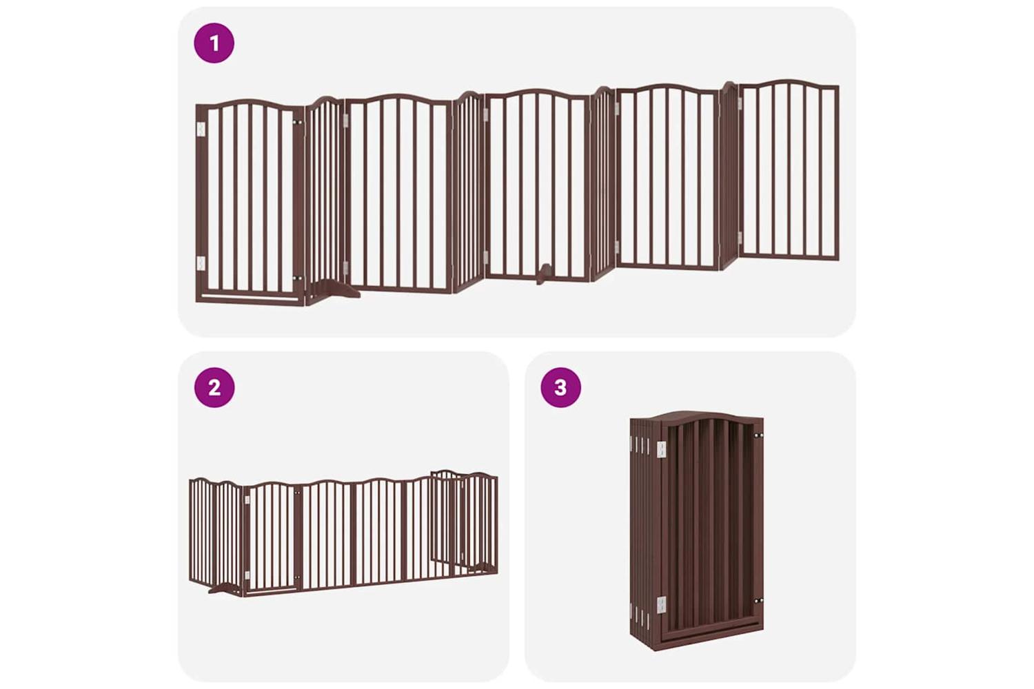 Vidaxl Dog Gate With Door Foldable 9 Panels Brown 450 Cm Poplar Wood-6