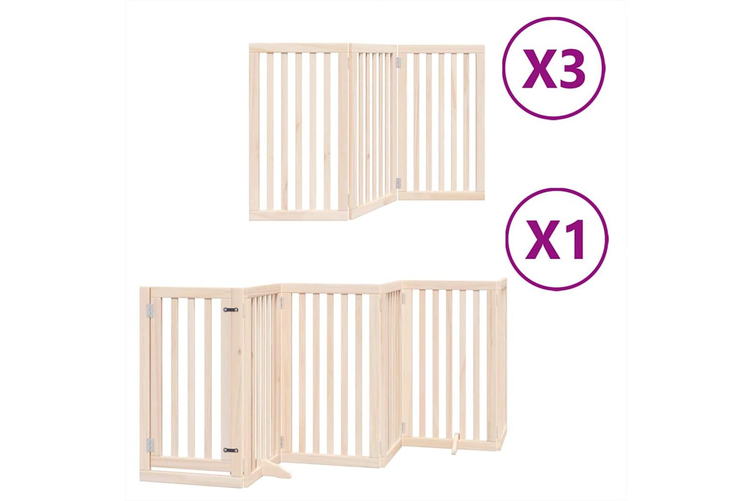 Vidaxl Dog Gate With Door Foldable 15 Panels 750 Cm Poplar Wood-2