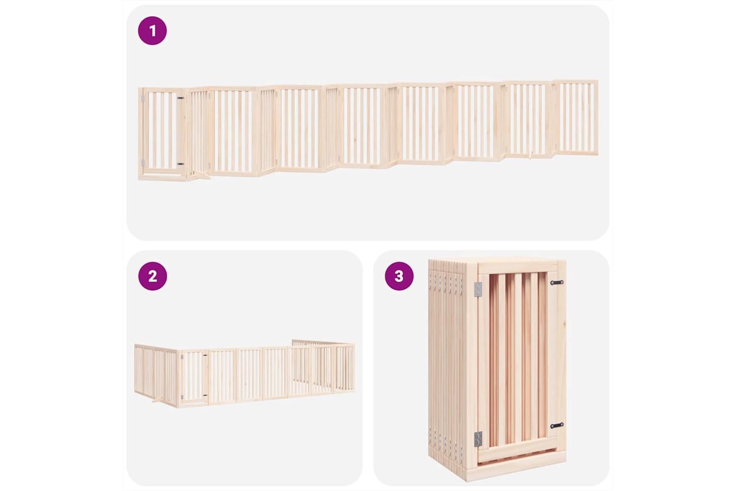Vidaxl Dog Gate With Door Foldable 15 Panels 750 Cm Poplar Wood-5