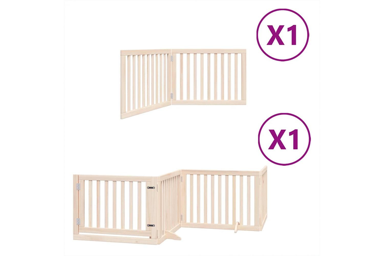 Vidaxl Dog Gate With Door Foldable 6 Panels 480 Cm Poplar Wood-2