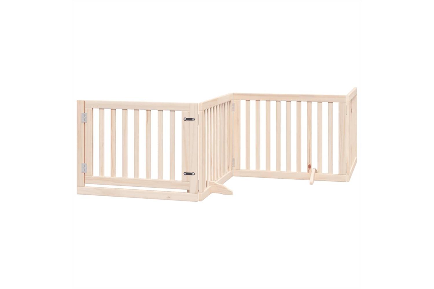 Vidaxl Dog Gate With Door Foldable 6 Panels 480 Cm Poplar Wood-3