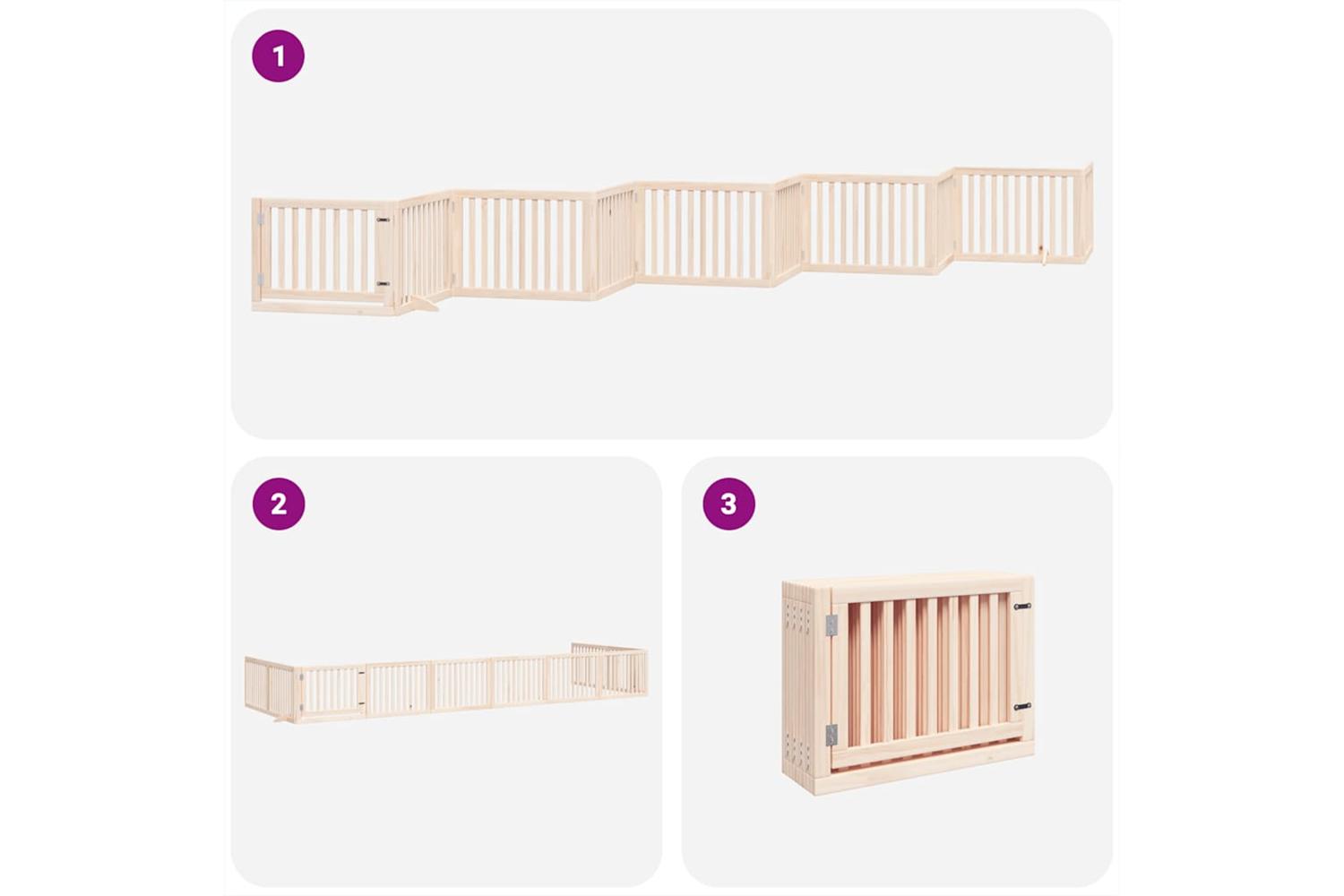 Vidaxl Dog Gate With Door Foldable 10 Panels 800 Cm Poplar Wood-5