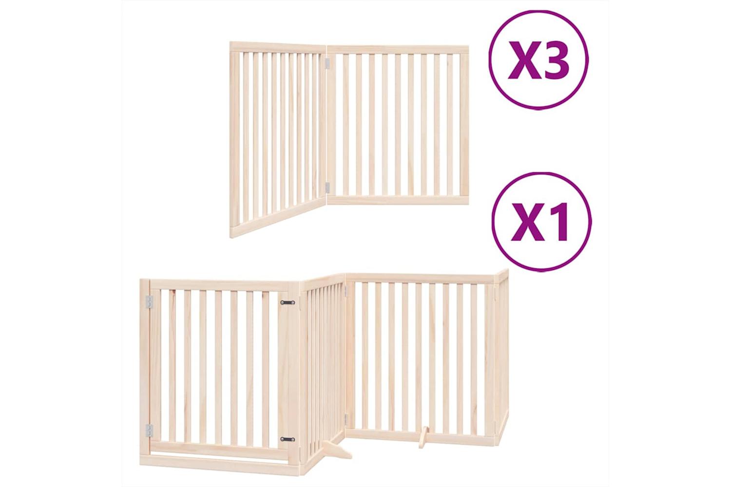 Vidaxl Dog Gate With Door Foldable 10 Panels 800 Cm Poplar Wood-2