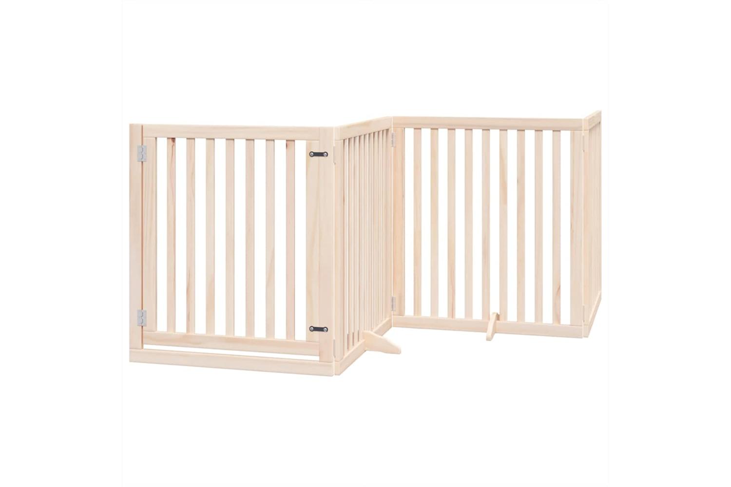 Vidaxl Dog Gate With Door Foldable 10 Panels 800 Cm Poplar Wood-3