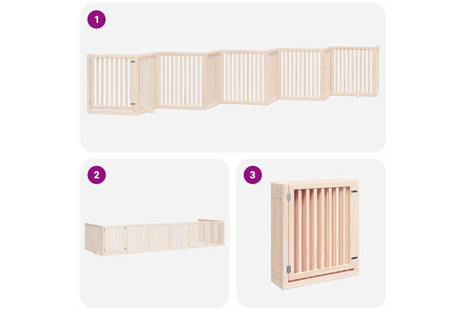 Vidaxl Dog Gate With Door Foldable 10 Panels 800 Cm Poplar Wood-5