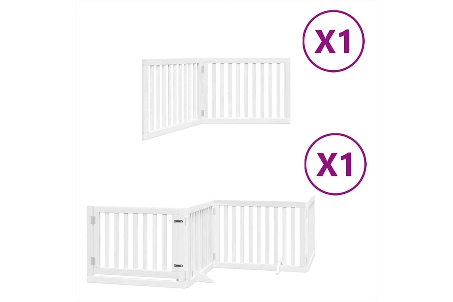Vidaxl Dog Gate With Door Foldable 6 Panels White 480 Cm Poplar Wood-2