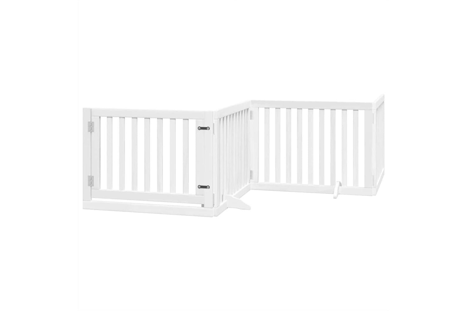Vidaxl Dog Gate With Door Foldable 6 Panels White 480 Cm Poplar Wood-3