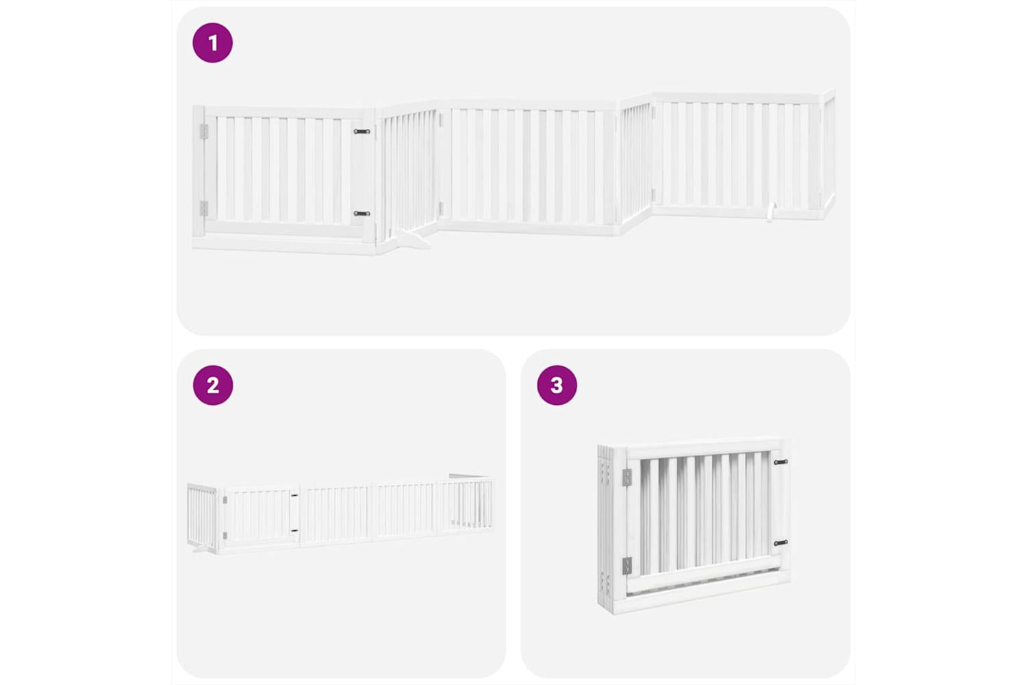Vidaxl Dog Gate With Door Foldable 6 Panels White 480 Cm Poplar Wood-5