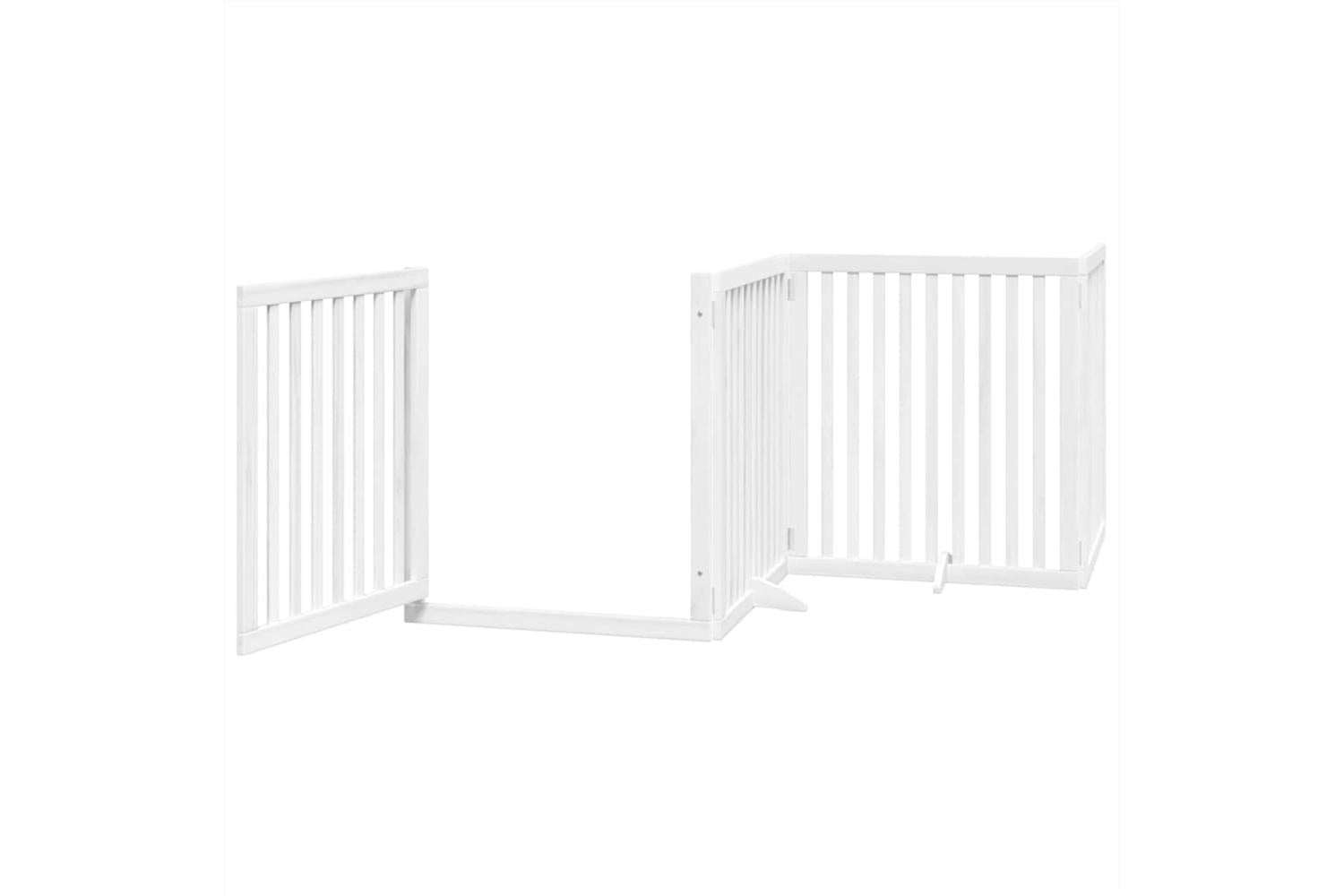 Vidaxl Dog Gate With Door Foldable 8 Panels White 640 Cm Poplar Wood-4