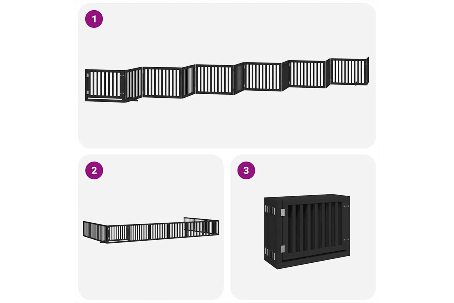 Vidaxl Dog Gate With Door Foldable 12 Panels Black 960 Cm Poplar Wood-5