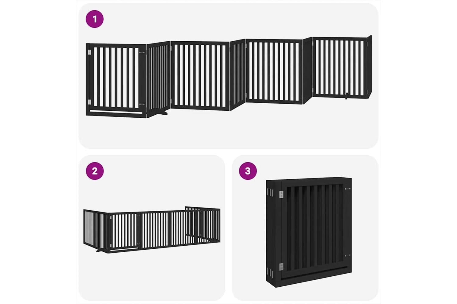 Vidaxl Dog Gate With Door Foldable 8 Panels Black 640 Cm Poplar Wood-5