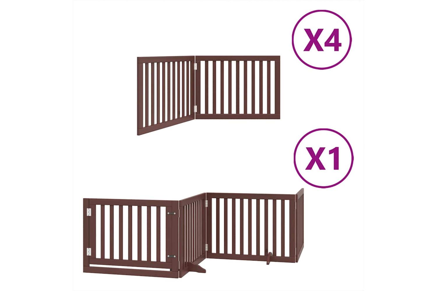 Vidaxl Dog Gate With Door Foldable 12 Panels Brown 960 Cm Poplar Wood-2