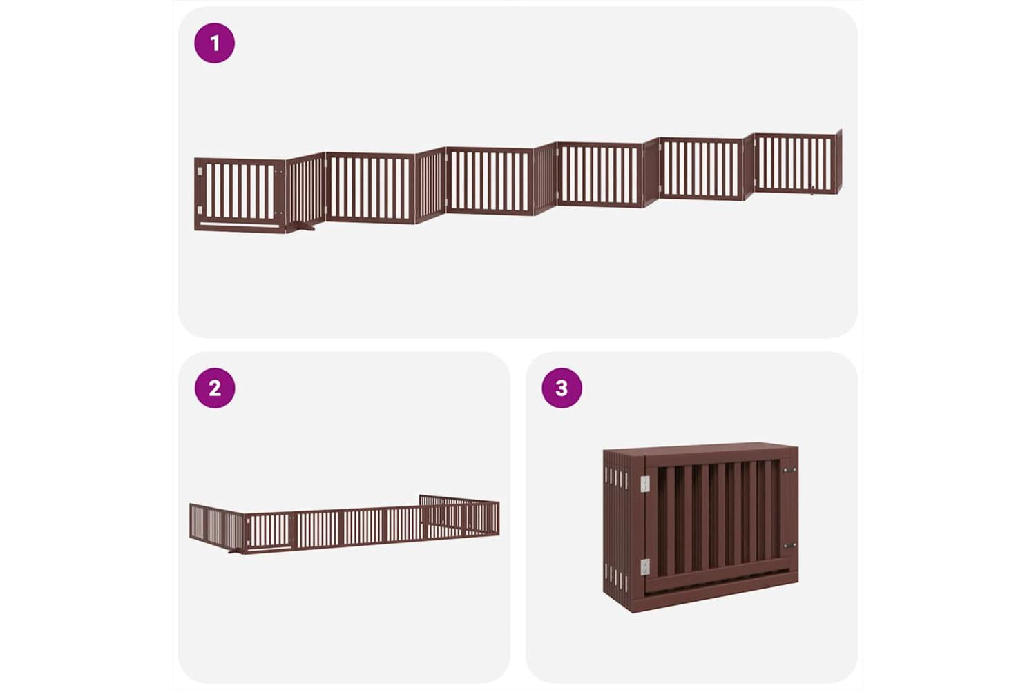 Vidaxl Dog Gate With Door Foldable 12 Panels Brown 960 Cm Poplar Wood-5
