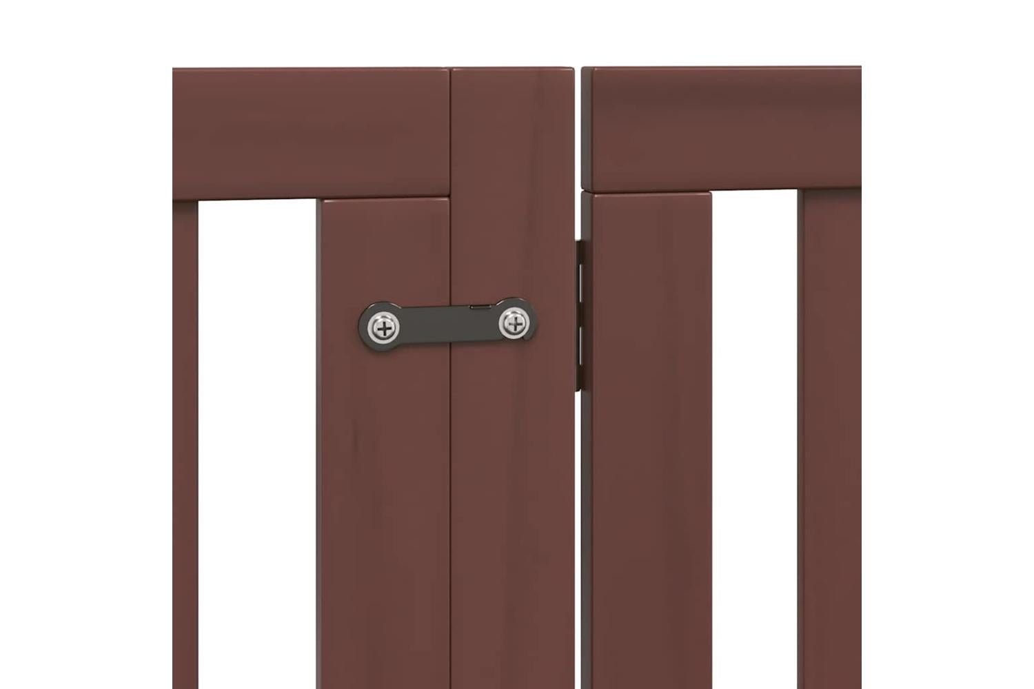 Vidaxl Dog Gate With Door Foldable 12 Panels Brown 960 Cm Poplar Wood-7