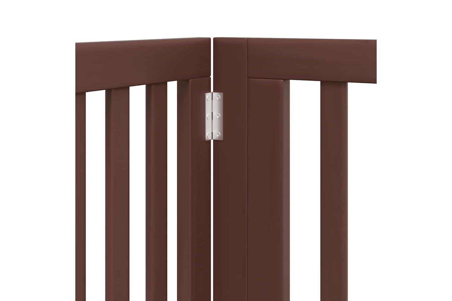 Vidaxl Dog Gate With Door Foldable 12 Panels Brown 960 Cm Poplar Wood-8