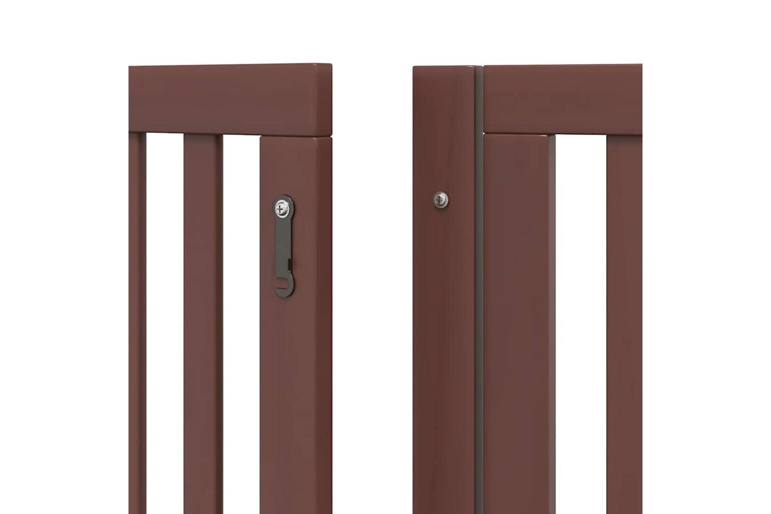 Vidaxl Dog Gate With Door Foldable 12 Panels Brown 960 Cm Poplar Wood-9
