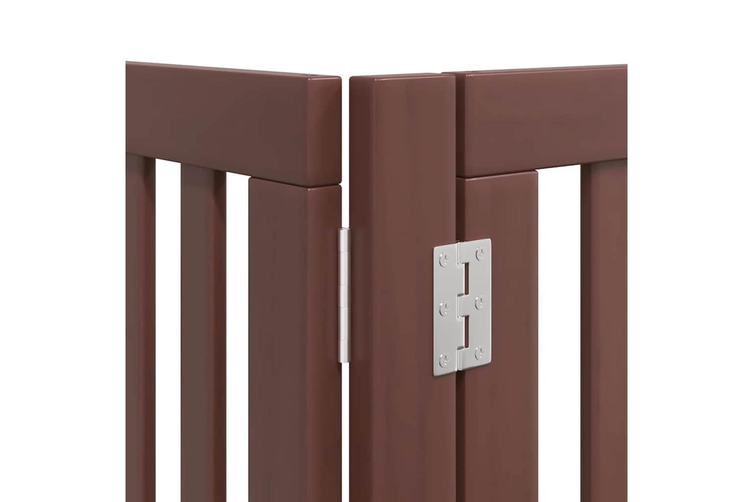 Vidaxl Dog Gate With Door Foldable 12 Panels Brown 960 Cm Poplar Wood-10
