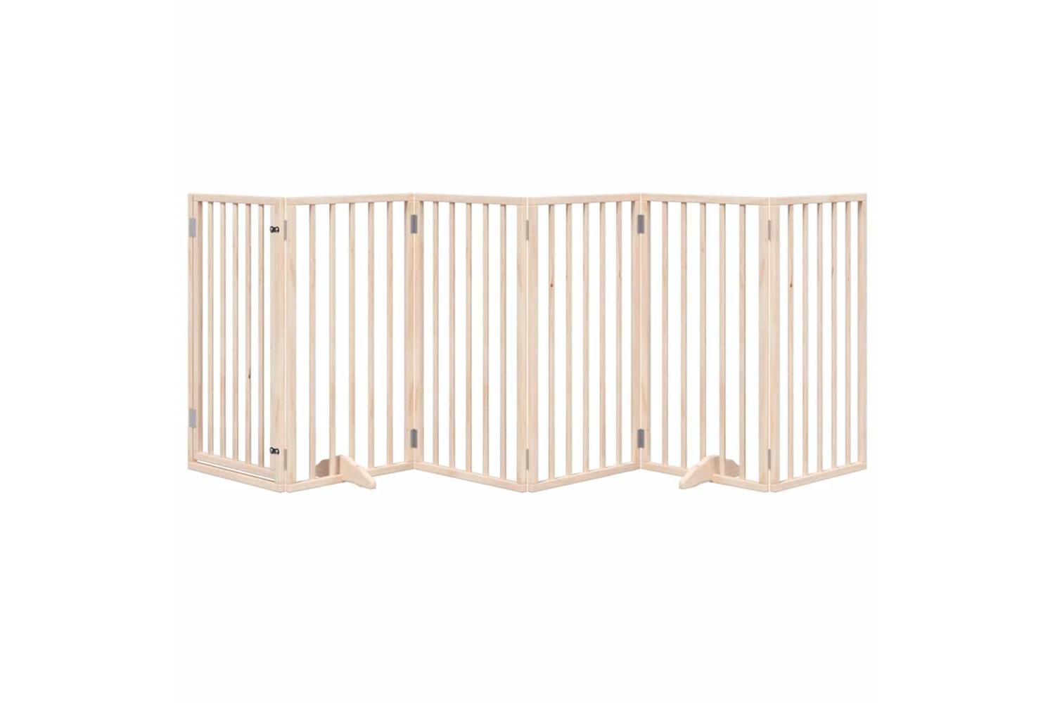 Vidaxl Dog Gate With Door Foldable 6 Panels 300 Cm Poplar Wood-3