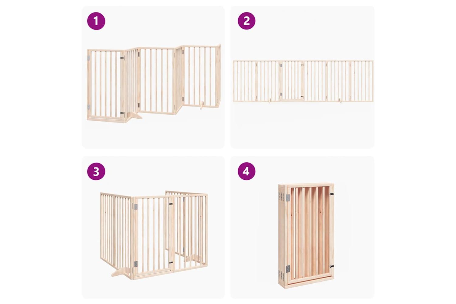 Vidaxl Dog Gate With Door Foldable 6 Panels 300 Cm Poplar Wood-7