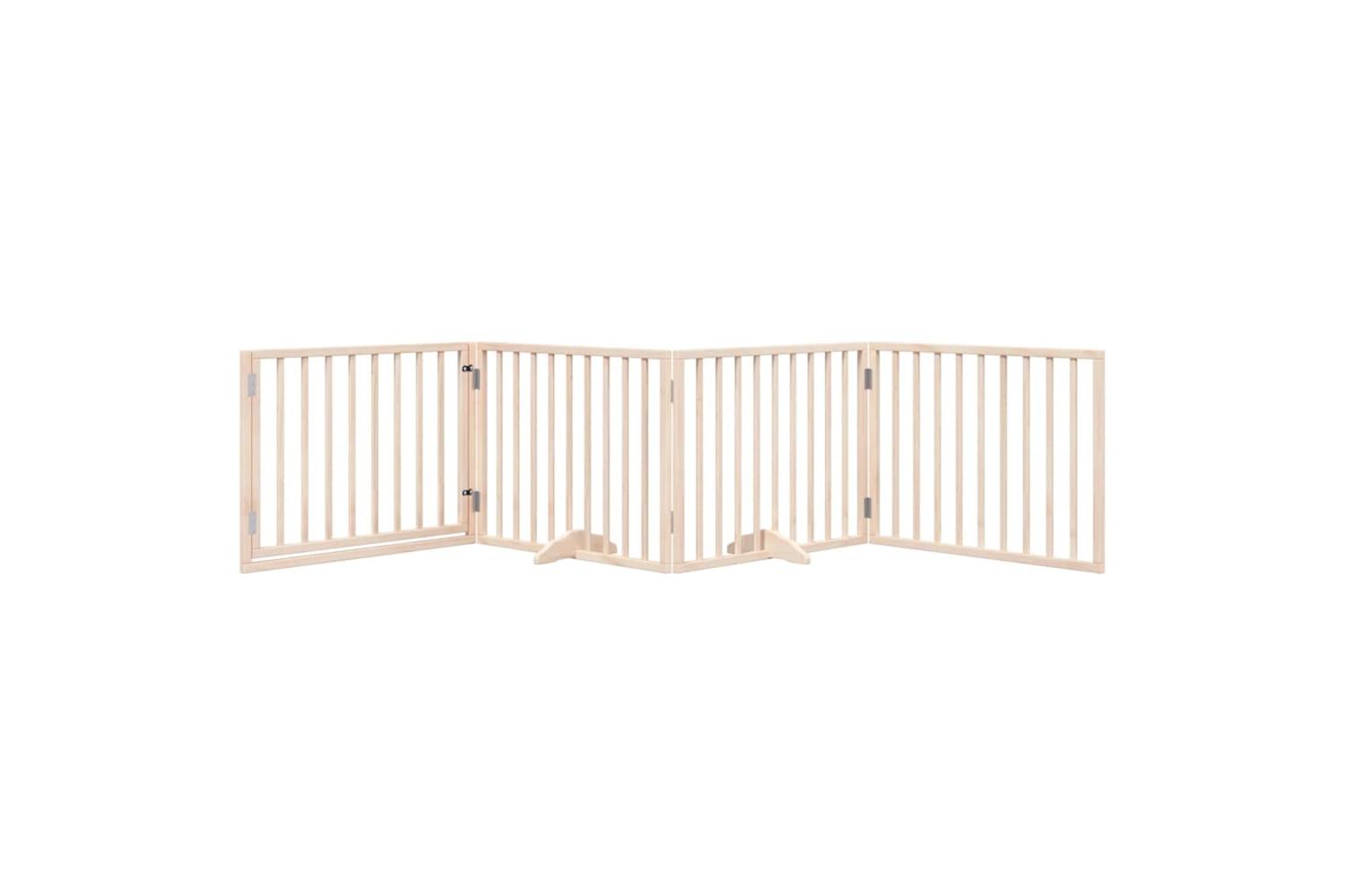 Vidaxl Dog Gate With Door Foldable 4 Panels 320 Cm Poplar Wood-3