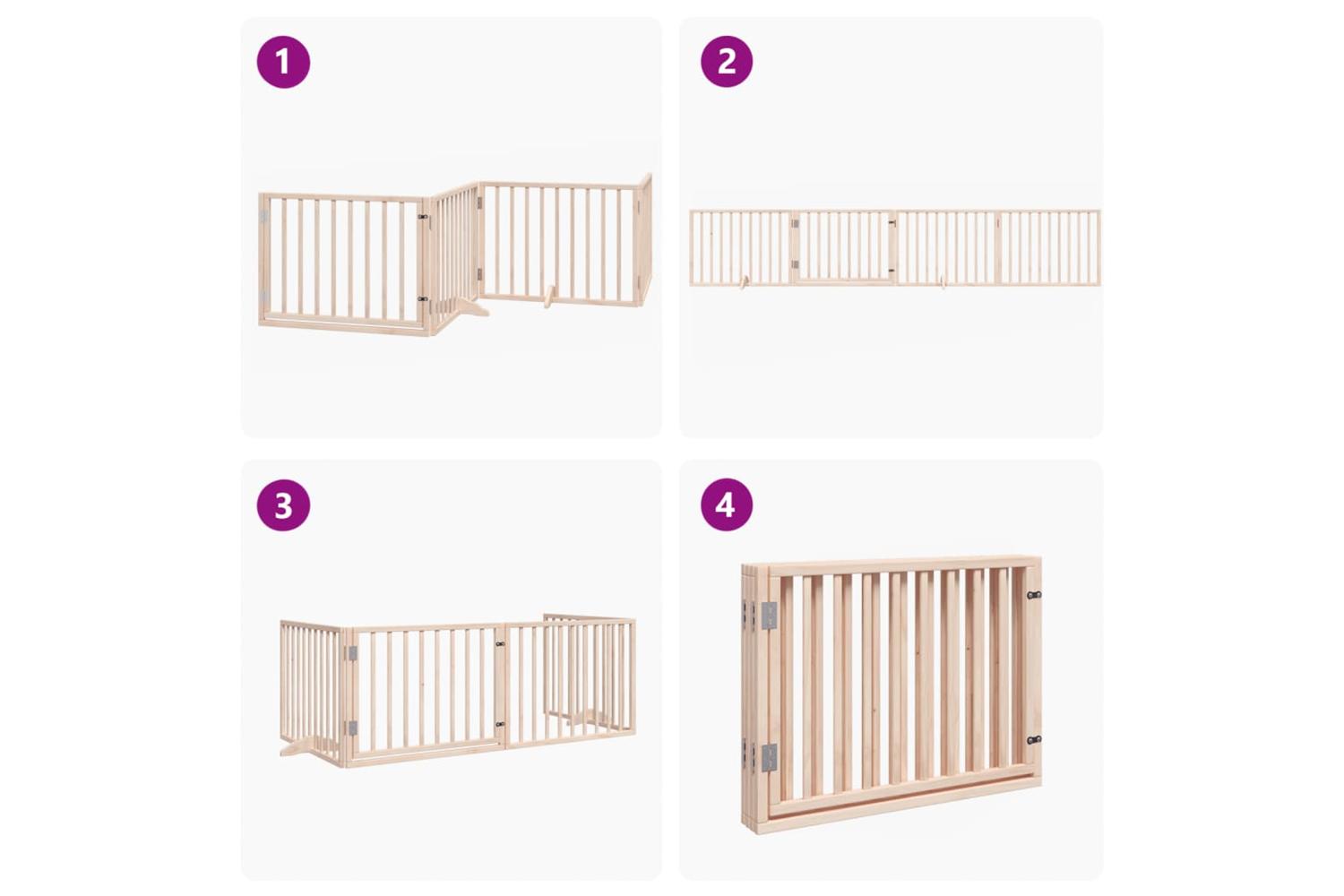 Vidaxl Dog Gate With Door Foldable 4 Panels 320 Cm Poplar Wood-7