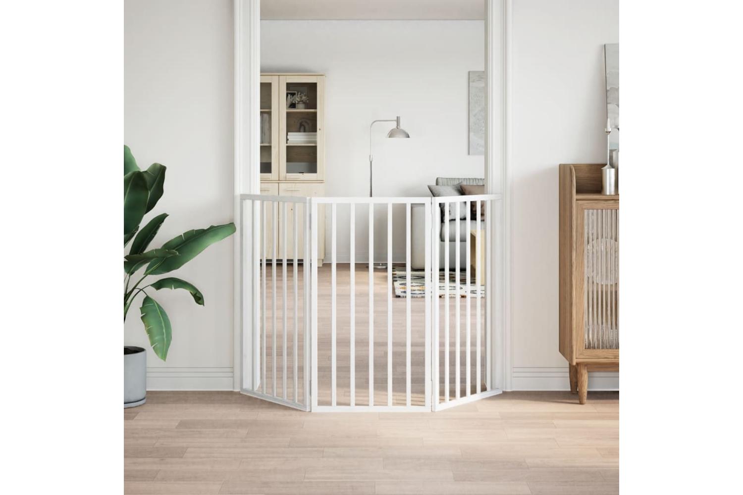 Vidaxl Dog Gate Foldable 3 Panels White 150 Cm Poplar Wood-3