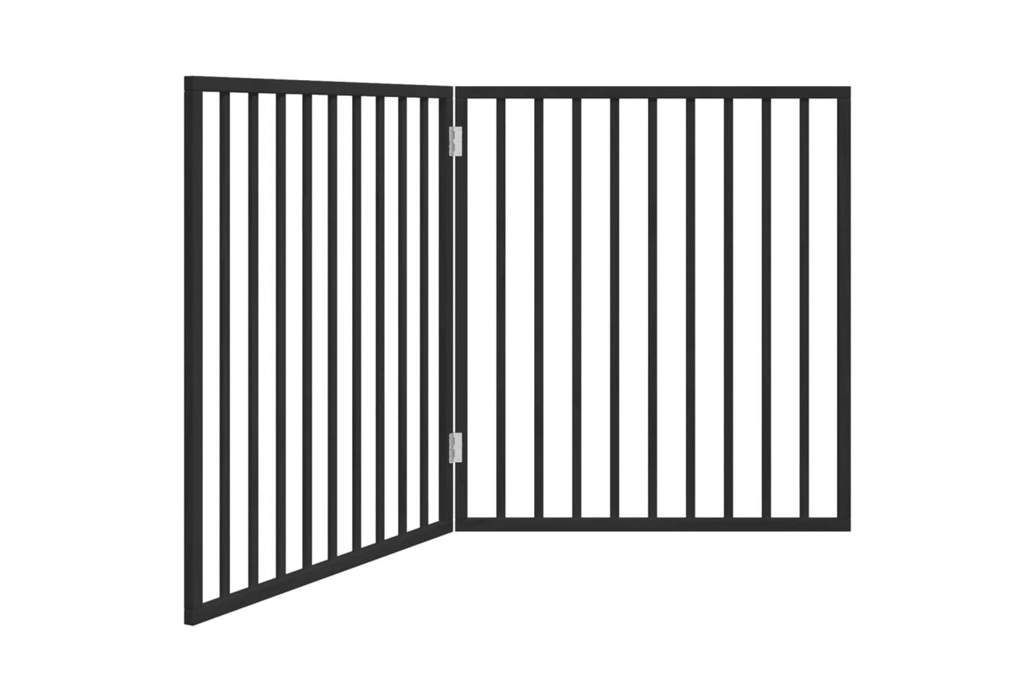 Vidaxl Dog Gate Foldable 2 Panels Black 160 Cm Poplar Wood-2