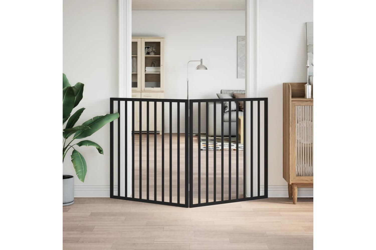 Vidaxl Dog Gate Foldable 2 Panels Black 160 Cm Poplar Wood-3