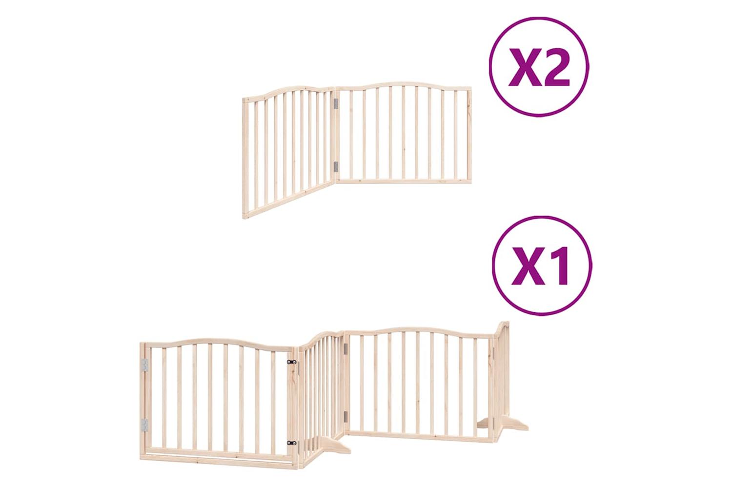 Vidaxl Dog Gate With Door Foldable 8 Panels 640 Cm Poplar Wood
