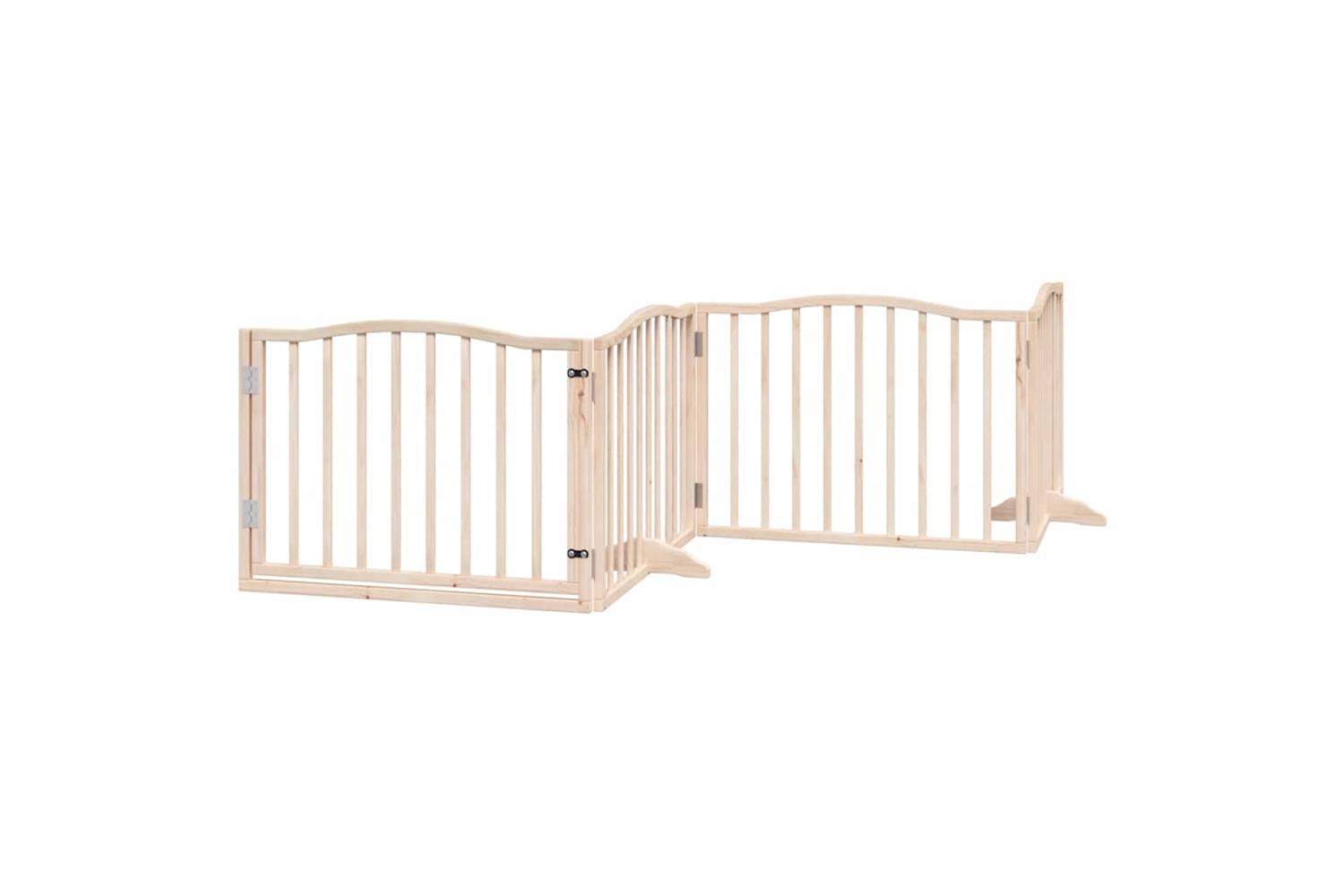 Vidaxl Dog Gate With Door Foldable 8 Panels 640 Cm Poplar Wood-4