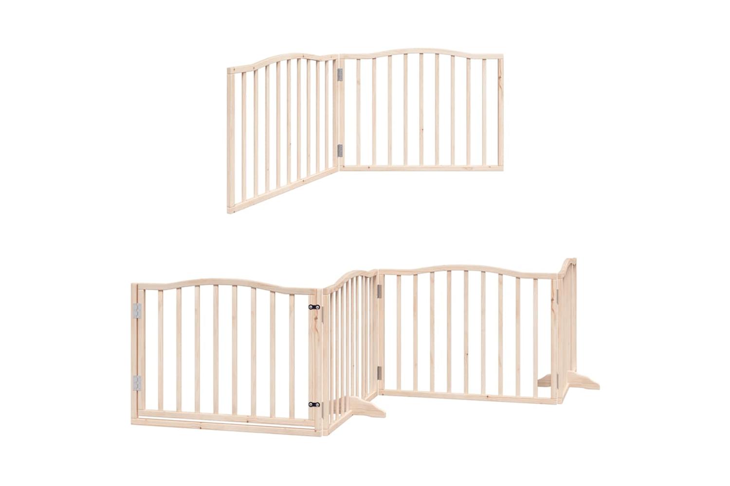 Vidaxl Dog Gate With Door Foldable 12 Panels 960 Cm Poplar Wood-3